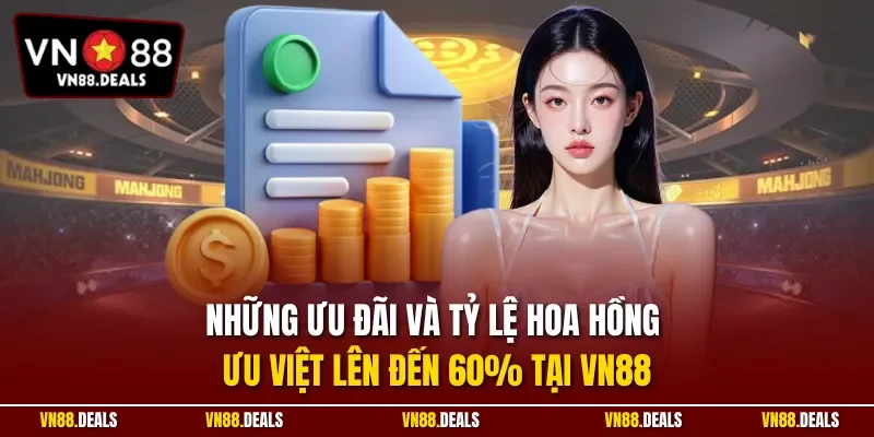 Những ưu đãi và tỷ lệ hoa hồng ưu việt lên đến 60% tại VN88